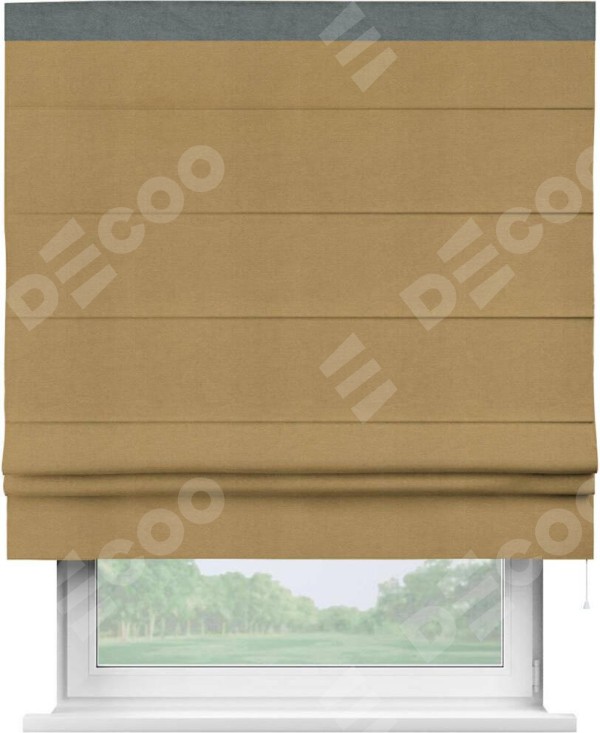 Римская штора «Кортин» с кантом Кинг, для проема, ткань вельвет горчица