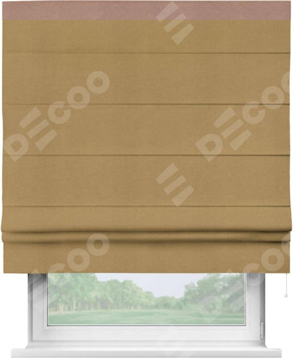 Римская штора «Кортин» с кантом Кинг, для проема, ткань вельвет горчица