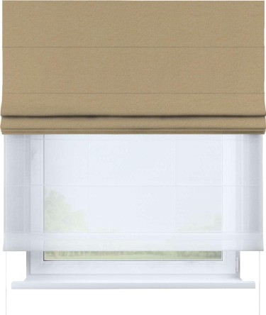 Римская штора «Кортин» день-ночь, ткань лён димаут, тёмно-бежевый