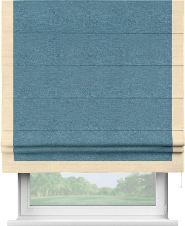 Римская штора «Кортин» с кантом Виктория, для проема, ткань лён голубой