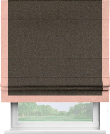Римская штора «Кортин» с кантом Виктория, для проема, ткань лён темно-коричневый