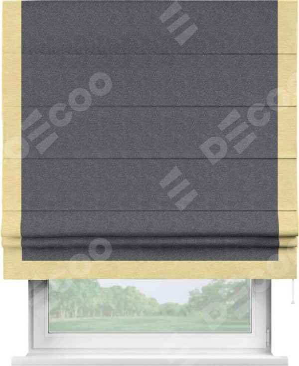 Римская штора «Кортин» с кантом Виктория, для проема, ткань софт однотонный графит