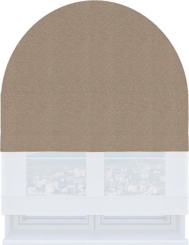 Римская штора «Кортин» день-ночь для арочного проёма, ткань лён димаут светло-бежевый