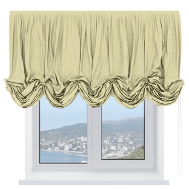 Австрийская штора «Кортин», ткань софт однотонный молочный