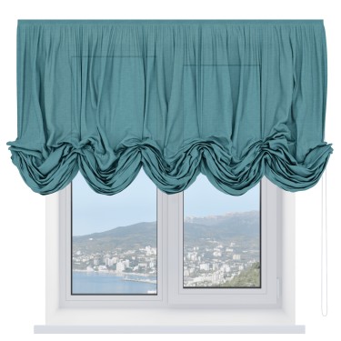 Австрийская штора «Кортин», лён бирюза