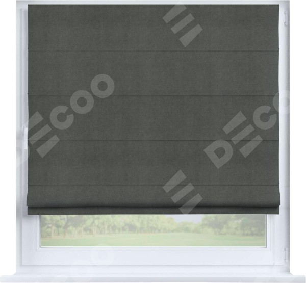 Римская штора «Кортин» на створку, ткань вельвет тёмно-серый