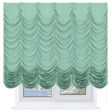 Французская штора «Кортин», лён светло-бирюзовый