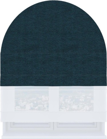 Римская штора «Кортин» день-ночь для арочного проёма, ткань твид блэкаут глубокий синий