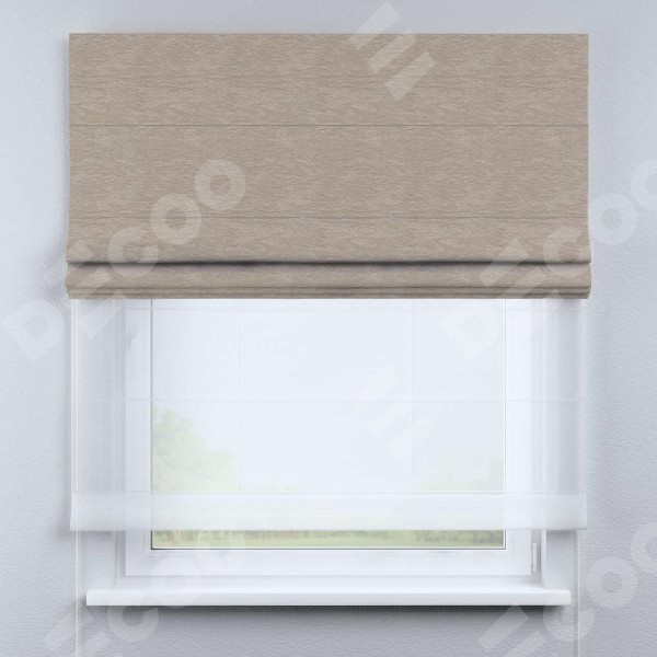 Римская штора день-ночь, софт однотонный тёмно-бежевый