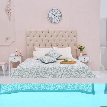 Покрывало хлопковое Этель «Узоры» 200х240 см, цвет зелёный, 100% хлопок, 300гр/м2