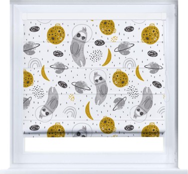 Римская штора «Кортин» кассетная «Ленивец в шлеме»