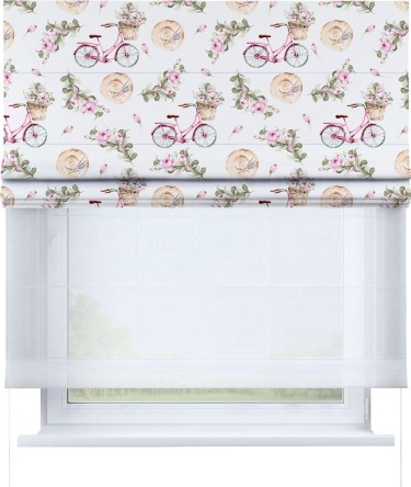 Римская штора «Кортин» день-ночь «Розовый велосипед»