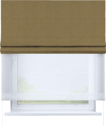 Римская штора «Кортин» день-ночь, ткань лён димаут, оливковый