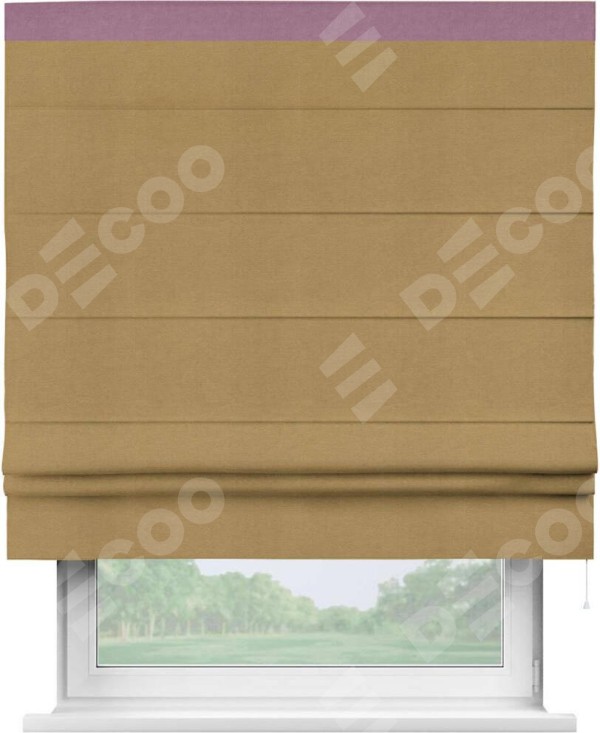 Римская штора «Кортин» с кантом Кинг, для проема, ткань вельвет горчица