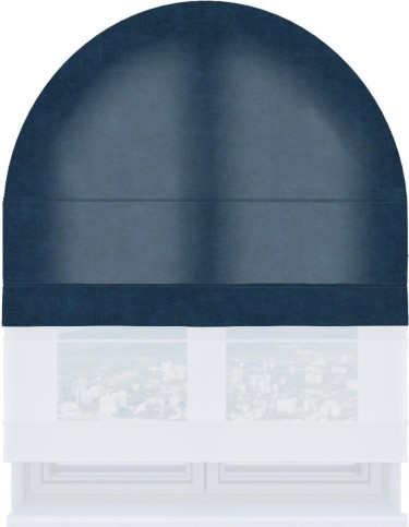 Римская штора «Кортин», канвас синий, день-ночь для арочного проёма