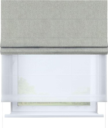 Римская штора «Кортин» день-ночь, ткань твид блэкаут, коричнево-серый