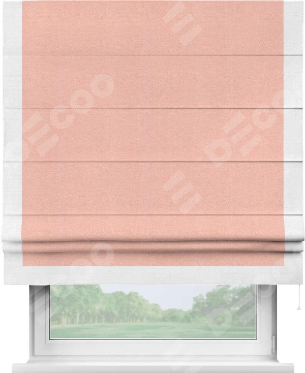 Римская штора «Кортин» с кантом Виктория, для проема, ткань лён розовый