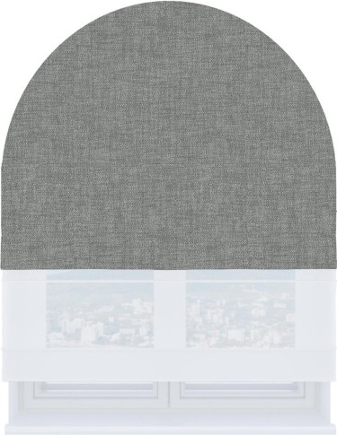 Римская штора «Кортин» день-ночь для арочного проёма, ткань рогожка димаут тёмно-серый