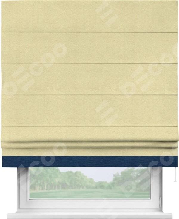 Римская штора «Кортин» с кантом Джестер, для проема, ткань софт однотонный молочный