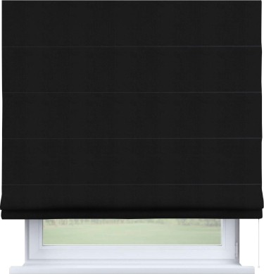 Римская штора «Кортин» для проема, ткань блэкаут однотонный, черный
