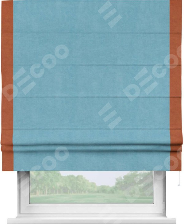 Римская штора «Кортин» с кантом Стрим Дуо, для проема, ткань вельвет ментоловый