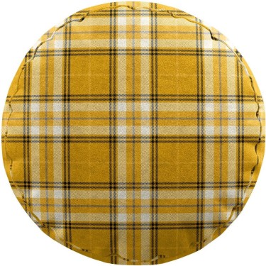 Подушка круглая Cortin «Желто-горчичная клетка»