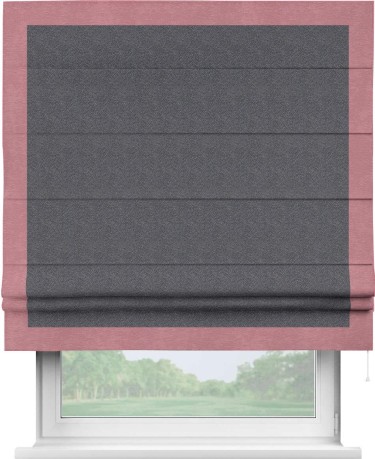 Римская штора «Кортин» с кантом Чесс, для проема, ткань софт однотонный графит