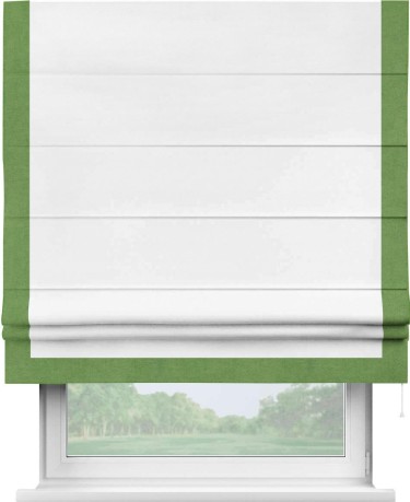 Римская штора «Кортин» с кантом Виктория, для проема, ткань вельвет белый