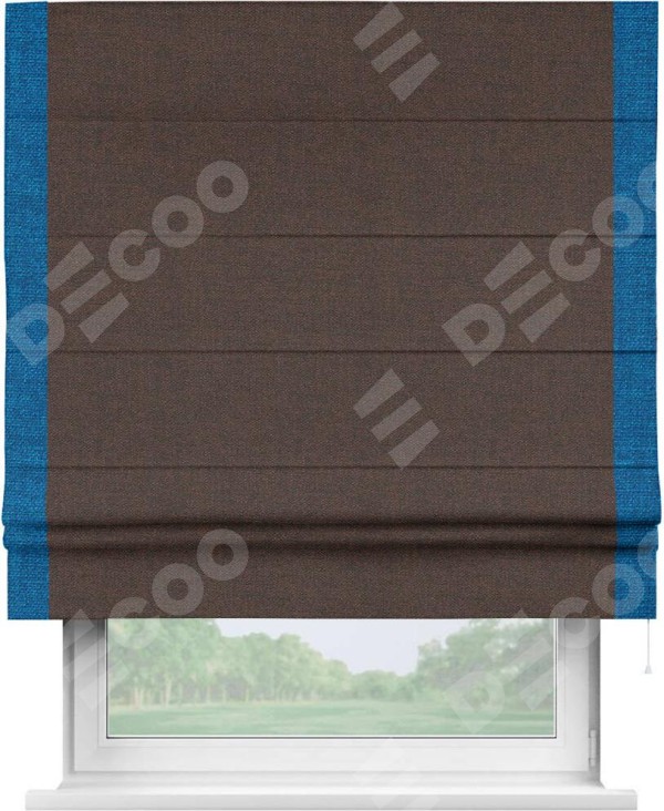 Римская штора «Кортин» с кантом Стрим Дуо, для проема, ткань лён коричневый