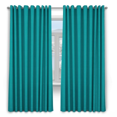 Шторы на люверсах ткань блэкаут однотонный, бирюзовый