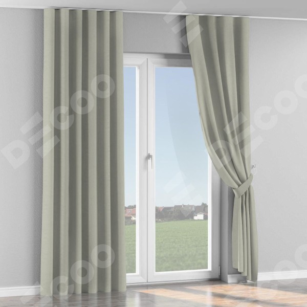 Комплект штор на тесьме «Волна», лён димаут светло-серый