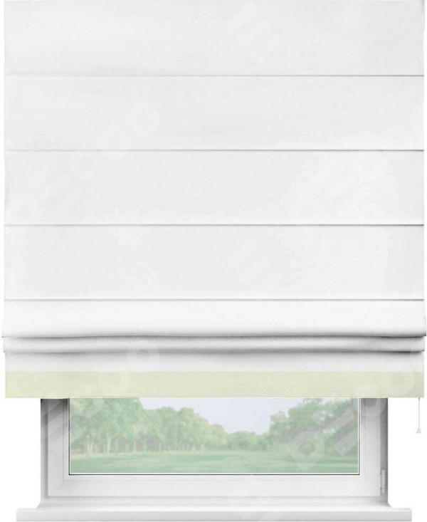 Римская штора «Кортин» с кантом Джестер, для проема, ткань вельвет белый