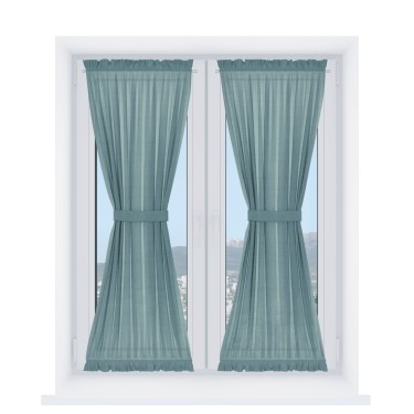 Штора песочные часы «Кортин» лён голубой