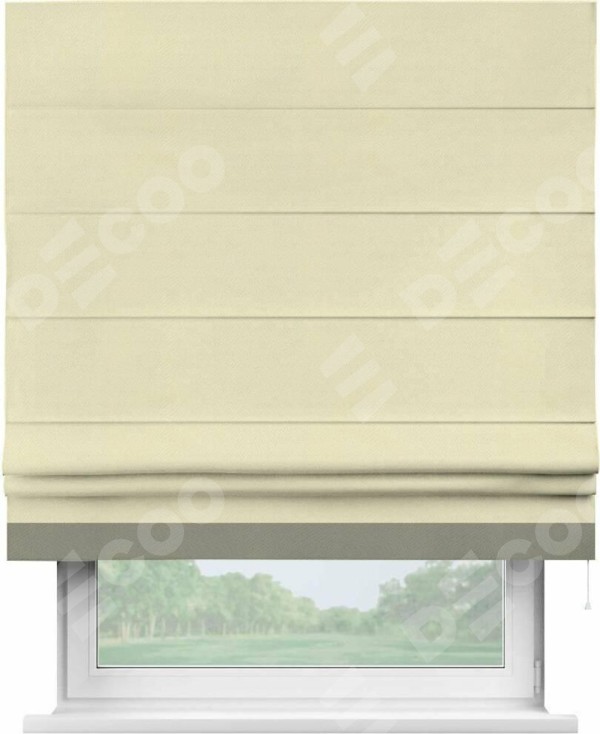 Римская штора «Кортин» с кантом Джестер, для проема, ткань блэкаут однотонный бежевый