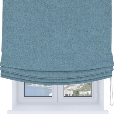 Римская штора Soft с мягкими складками, ткань лён блэкаут голубой