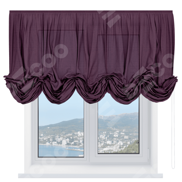 Австрийская штора «Кортин», ткань лён фиолетовый