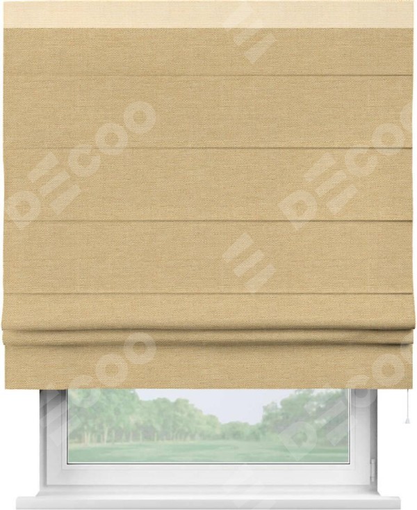 Римская штора «Кортин» с кантом Кинг, для проема, ткань лён темно-бежевый