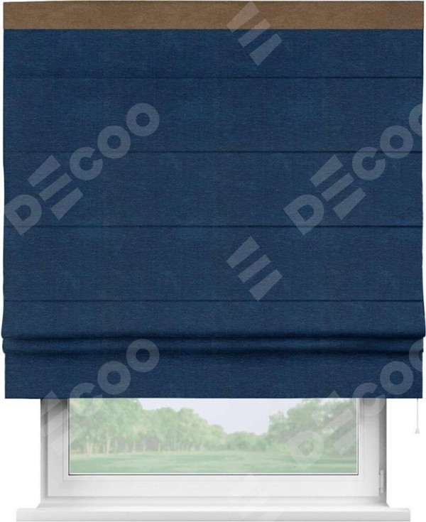 Римская штора «Кортин» с кантом Кинг, для проема ткань софт однотонный синий