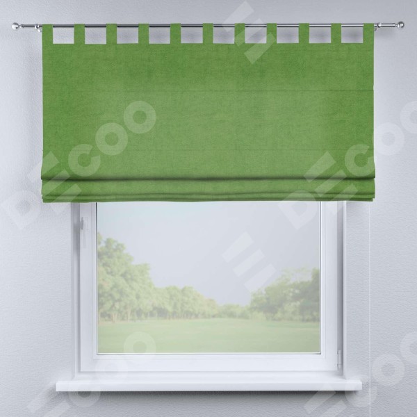 Римская штора на петлях «Кортин», ткань вельвет салатовый
