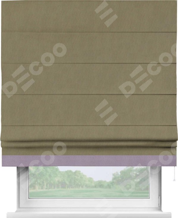 Римская штора «Кортин» с кантом Джестер, для проема, ткань блэкаут однотонный бежево-золотой