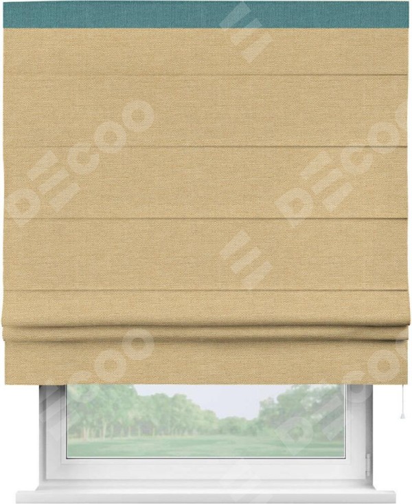 Римская штора «Кортин» с кантом Кинг, для проема, ткань лён темно-бежевый