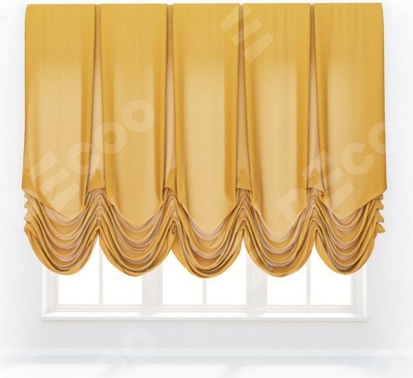 Австрийская штора «Кортин», ткань вельвет желтый