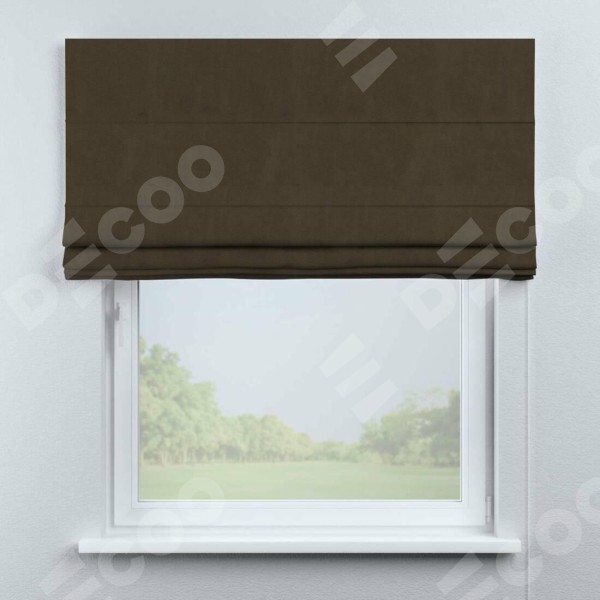 Римская штора «Кортин» для проема, ткань бархат тёмно-коричневый